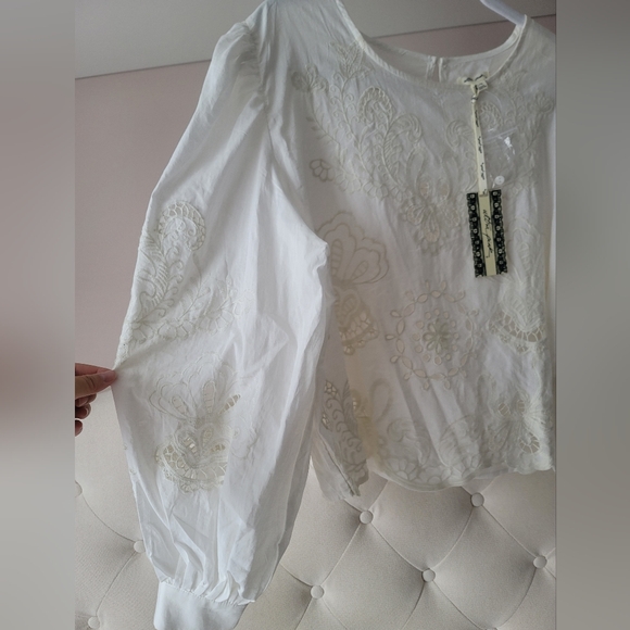 NWT Sz XL Ultrapink Embroidered Cotton Top In Cream - Picture 3 of 16